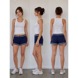 South Point Vintage Navy Blue Athletic Shorts Women’s Approx Size M/L Retro Zip